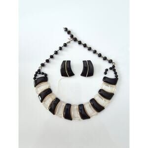 Vintage West Germany Glass Lucite Collar Necklace and Earring Project Set